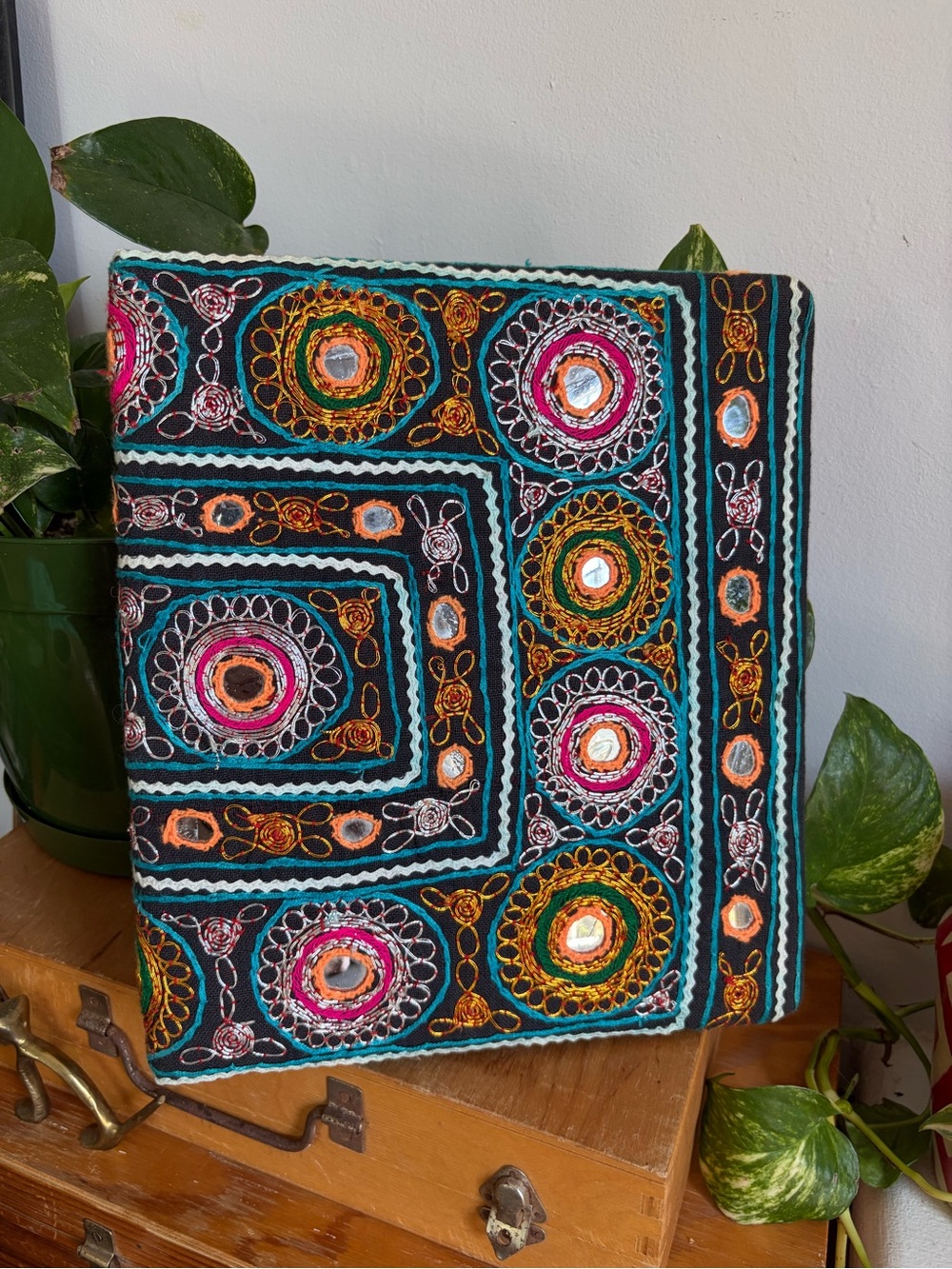 Vintage Embroidered 3 Ring Binder